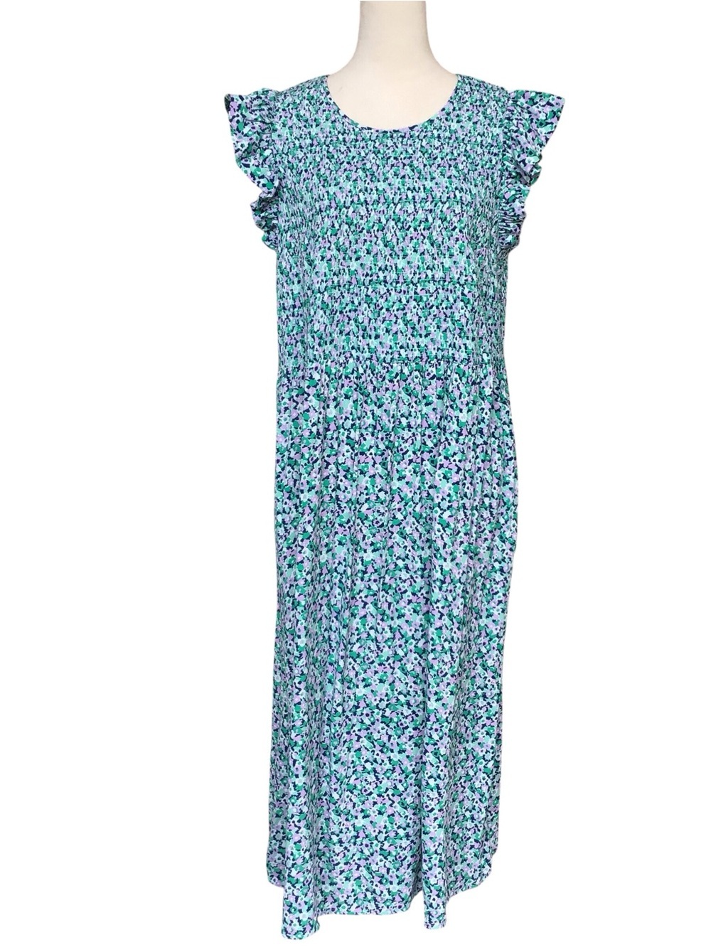 A New Day Floral Smocked Open Back Midi Dress Size XXL